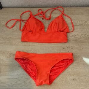 Michael Kors Vibrant Orange/Coral Two Piece Bathing Suit/Bikini Women’s Size XS